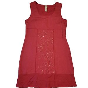 J. Jill womens Coral pink 100% linen sleeveless knee length dress size 4P